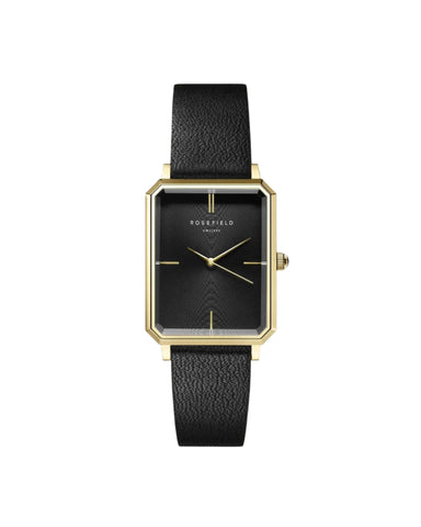 Rosefield Watch - Elles Black Dial & Black Leather Strap