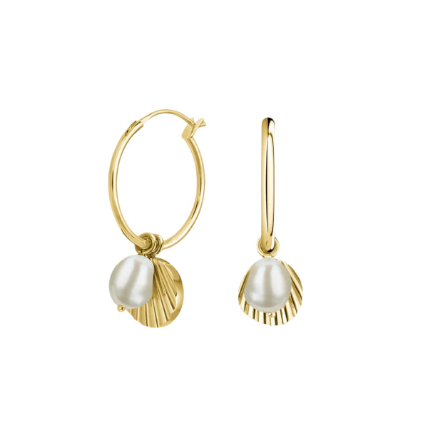 Rosefield Jewellery - Shell and pearl hoops