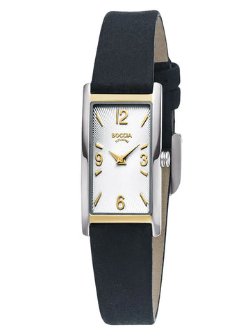 Boccia - Rectangle Titanium Watch With Black Strap And Two Toned Dial