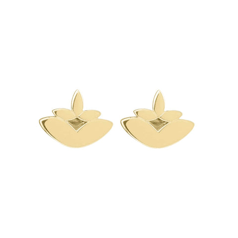 Boh Runga - Lotus Flower Stud Gold Plate