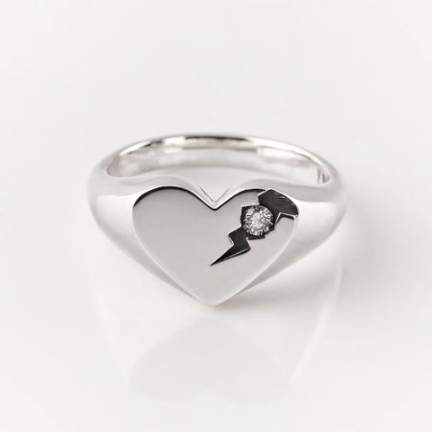 Nick Von K - Perfectly Flawed Heart Ring with Lab Diamond in Sterling Silver