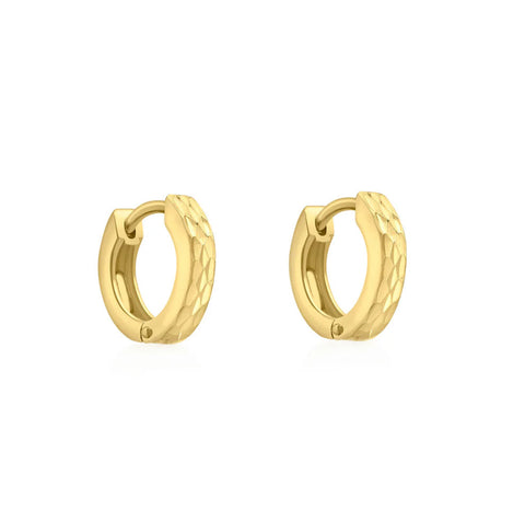 Brent Weatherall - 9ct Yellow Gold Solid Diamond Cut Pyramid Earrings