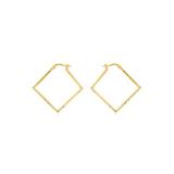 Brent Weatherall - 9ct Yellow Gold Diamond Cut Square Hoop Earrings