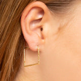 Brent Weatherall - 9ct Yellow Gold Diamond Cut Square Hoop Earrings