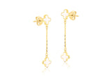 Brent Weatherall - 9ct Yellow Gold Mother Of Pearl Clover Drop Earrings