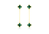 Brent Weatherall - 9ct Gold Malachite Clover Inlay Drop Earrings