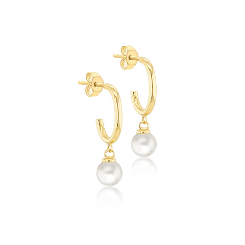 Brent Weatherall - 9ct Yellow Gold Freshwater Pearl Drop Earrings
