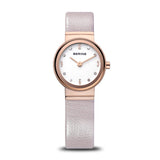 Bering - Ladies Rose Gold Case With Silver Dial & Leather Watch