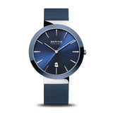 Bering - Ladies Ceramic Silver/Blue Sunray Dial Watch