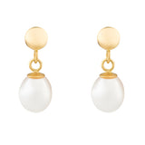 Brent Weatherall - 9ct Yellow Gold Hollow Fresh water Pearl Drop Earring