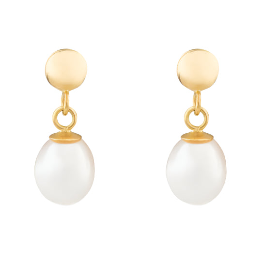 Brent Weatherall - 9ct Yellow Gold Hollow Fresh water Pearl Drop Earring