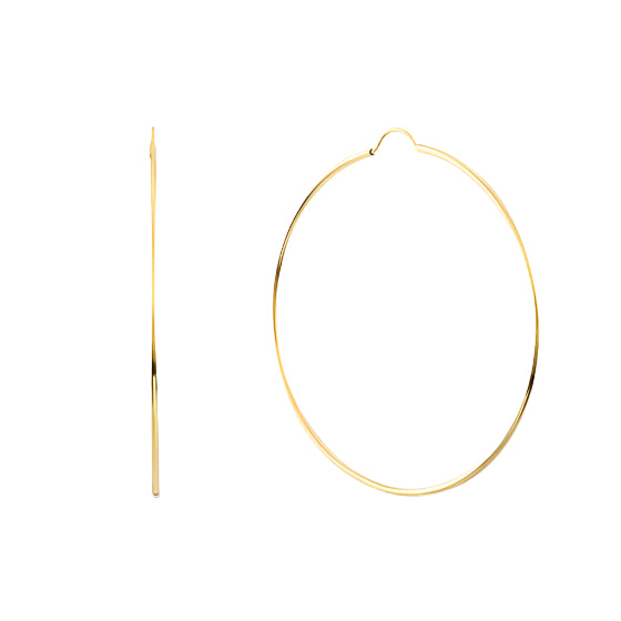 Brent Weatherall - 9ct Yellow Gold 50mm Plain Hoop Earring