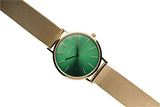 Bering - Classic Gold Mesh Watch With Green Face