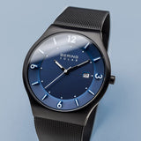 Bering - Mens Slim Solar Watch Blue & Black