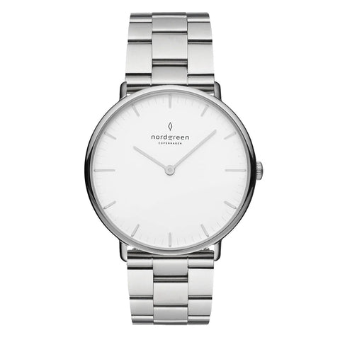 NordGreen - Native Silver Metal Watch White Dial