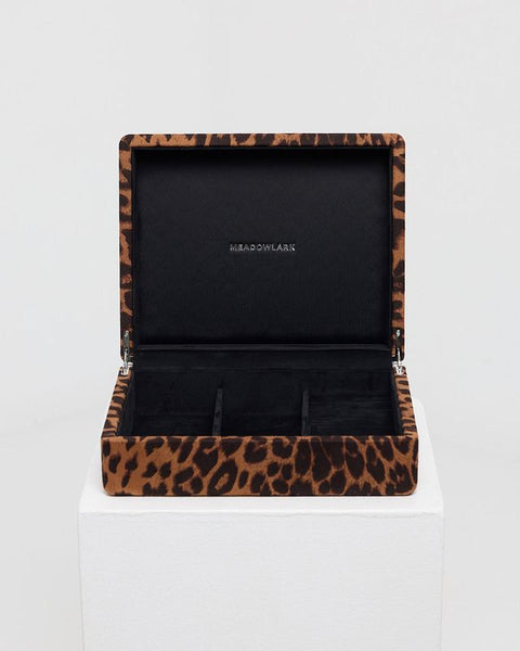 Meadowlark - Velvet Jewellery Box Leopard + Black Lining Large