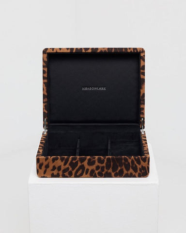 Meadowlark - Velvet Jewellery Box Leopard + Black Lining Large