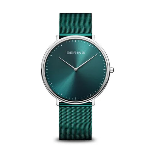 Bering - Ultra Slim Sunray Dial Green/Silver Ladies Watch