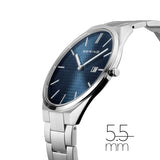 Bering - Blue Sunray Dial Polished Silver Link Strap