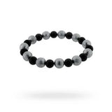 Diva - Onyx & Rhodium Plated Scratched Ball Bracelet