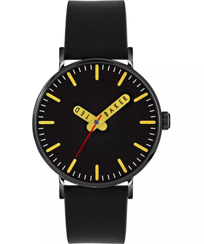 Ted Baker - Cment Black Leather Strap Watch