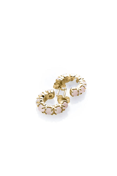 Stolen Girlfriends Club - Halo Cluster Earrings Rose Quartz Gold Plate