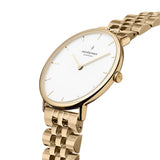 NordGreen - Native White & Gold Metal Link Watch