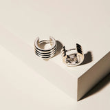 Najo - 'Ribbed' Huggie Sterling Silver Earrings