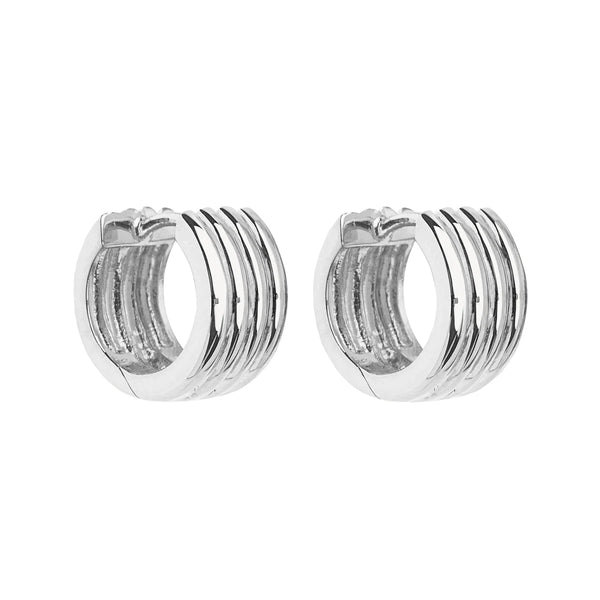 Najo - 'Ribbed' Huggie Sterling Silver Earrings