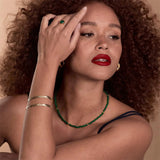 Najo - Green Onyx & Gold Tone Bead Necklace