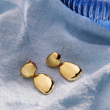 Najo - Double Pebblet Stud Earrings Gold Plated