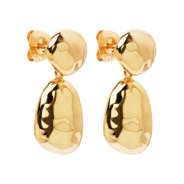 Najo - Double Pebblet Stud Earrings Gold Plated