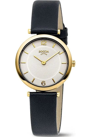 Boccia - titanium White Dial Gold Watch With Black Strap