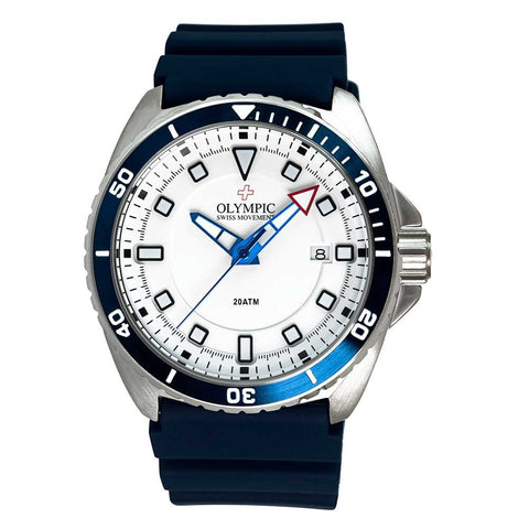 Olympic - Dive Watch 200m White Dial Blue Strap