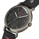 Furla - Heritage Easy Gun Metal Black Leather Watch