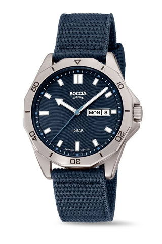 Boccia - Pure Titanium, Navy Blue Nylon Strap