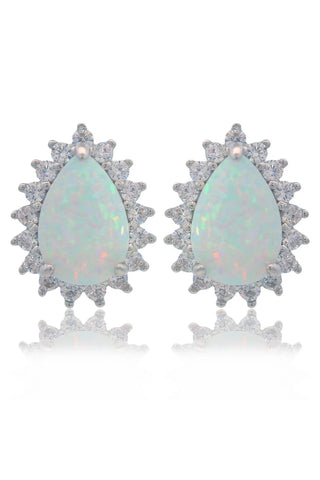 Georgini - Opal Glow Rozelle White Created Opal Earrings Silver