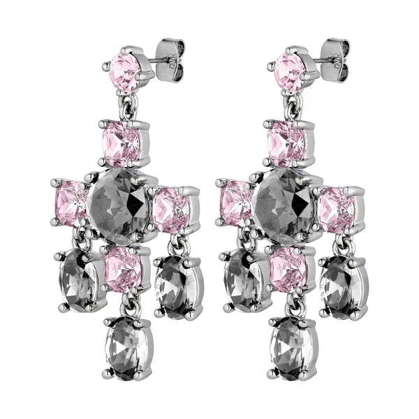 Dyrberg/Kern -  Leonora Shiny Silver Earrings Grey & Vintage Rose