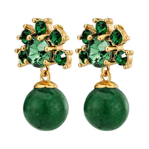 Dyrberg/Kern - Veronica Gold Earrings Emerald Green