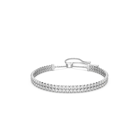 Subtly Double Bracelet, White, Rhodium Plating