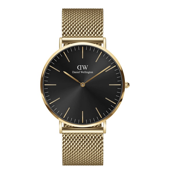 Daniel Wellington - Mesh Onyx 40mm Watch Gold