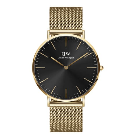 Daniel Wellington - Mesh Onyx 40mm Watch Gold