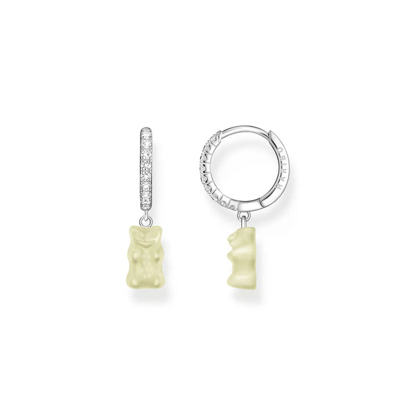 THOMAS SABO - Hoop Earrings with Pineapple White Goldbears Pendant & Zirconia