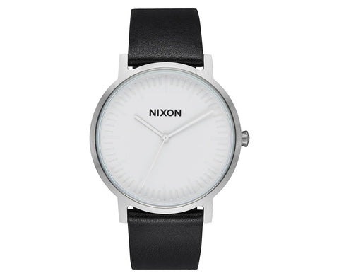 Nixon - Porter Black Leather White & Silver Watch