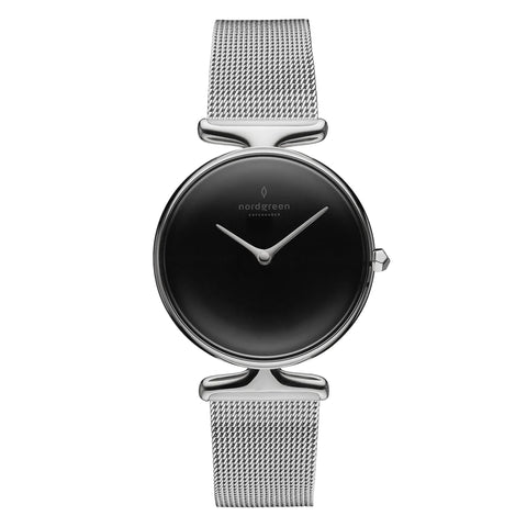 NordGreen - Unika Silver & Black Mesh Watch