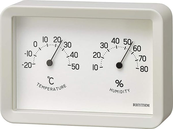 Rhythm - Analogue Hygrometer & Thermometer White Plastic
