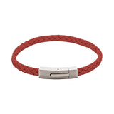 Cudworth - Braided Suede & Steel Calabria Bracelet, 21.5cm x 6mm, Flame