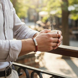 Cudworth - Braided Suede & Steel Calabria Bracelet, 21.5cm x 6mm, Flame