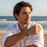 Cudworth - Braided Suede & Steel Calabria Bracelet, 21.5cm x 6mm, Ocean