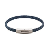 Cudworth - Braided Suede & Steel Calabria Bracelet, 21.5cm x 6mm, Ocean